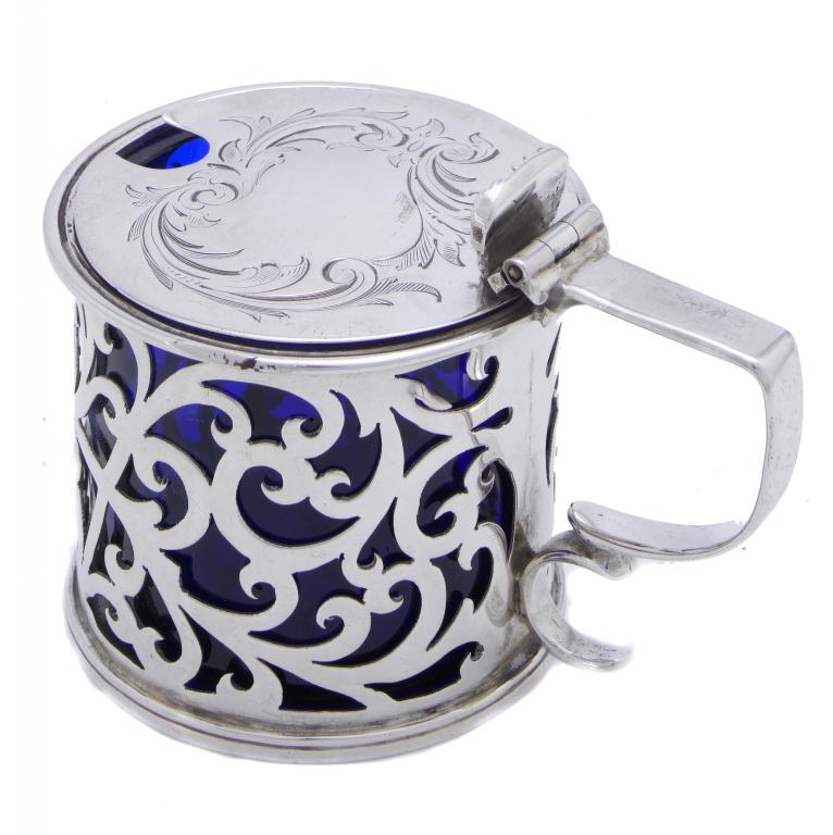 Appraisal: A VICTORIAN OPENWORK MUSTARD POT of foliate design the engraved