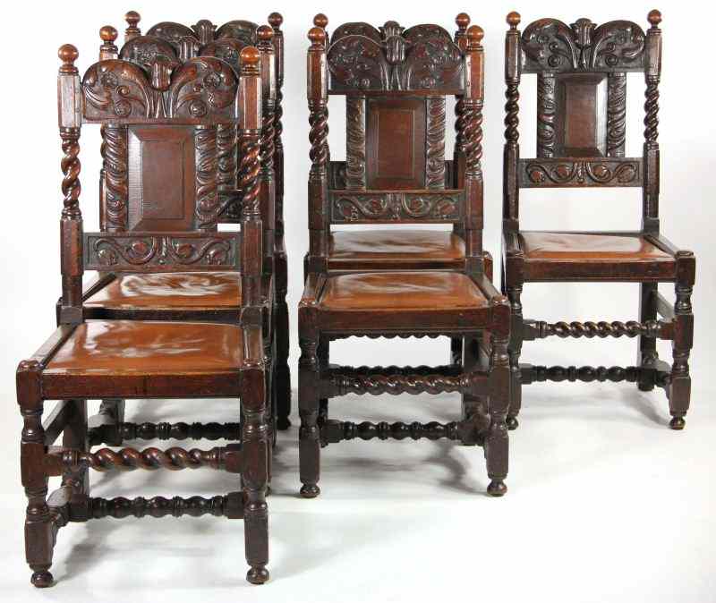 Appraisal: Set of Six Baroque Style Dining Side Chairs th century