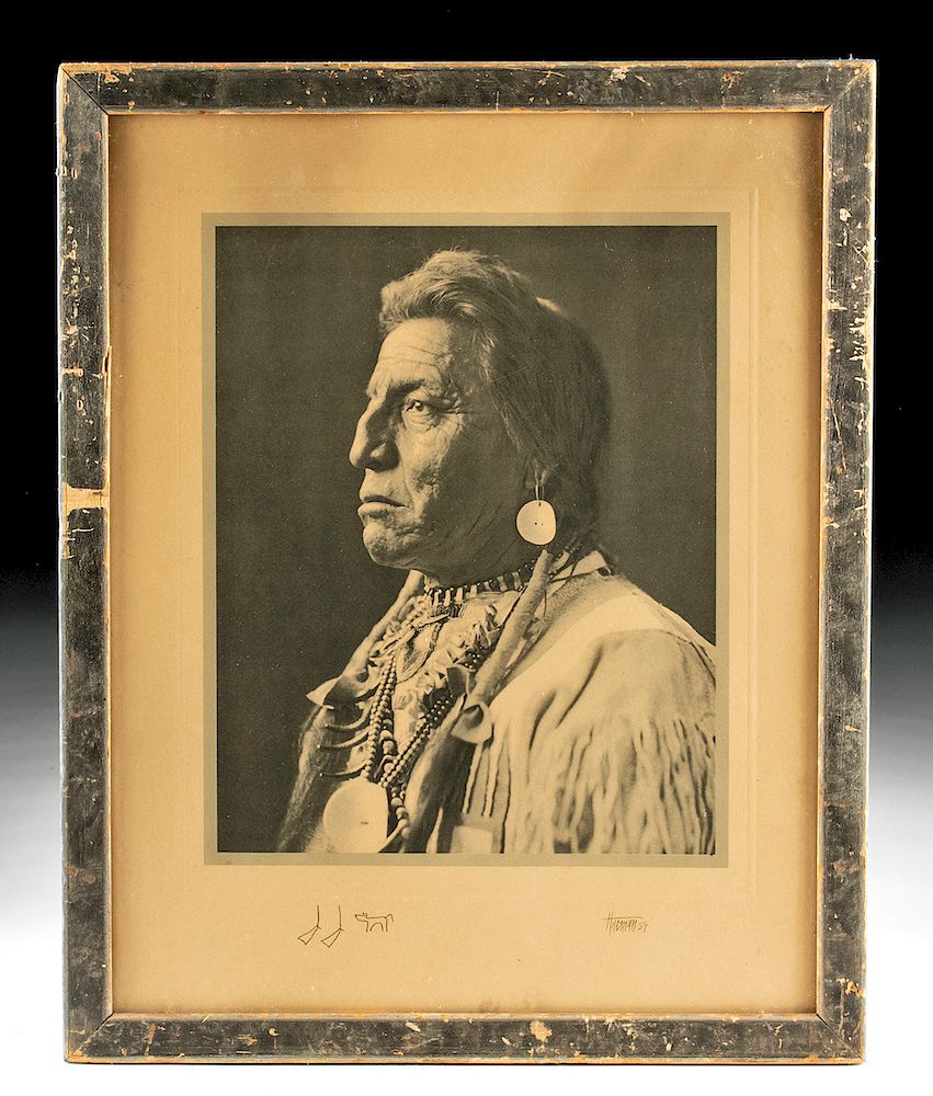 Appraisal: Framed T J Hileman Photo of Chief Two Guns -