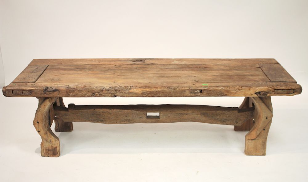 Appraisal: Southwest Weathered Oak Pine Coffee Table Comprised of an antique