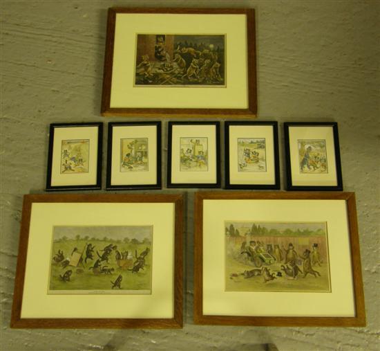 Appraisal: Eight Louis Wain prints of cats in various activities to