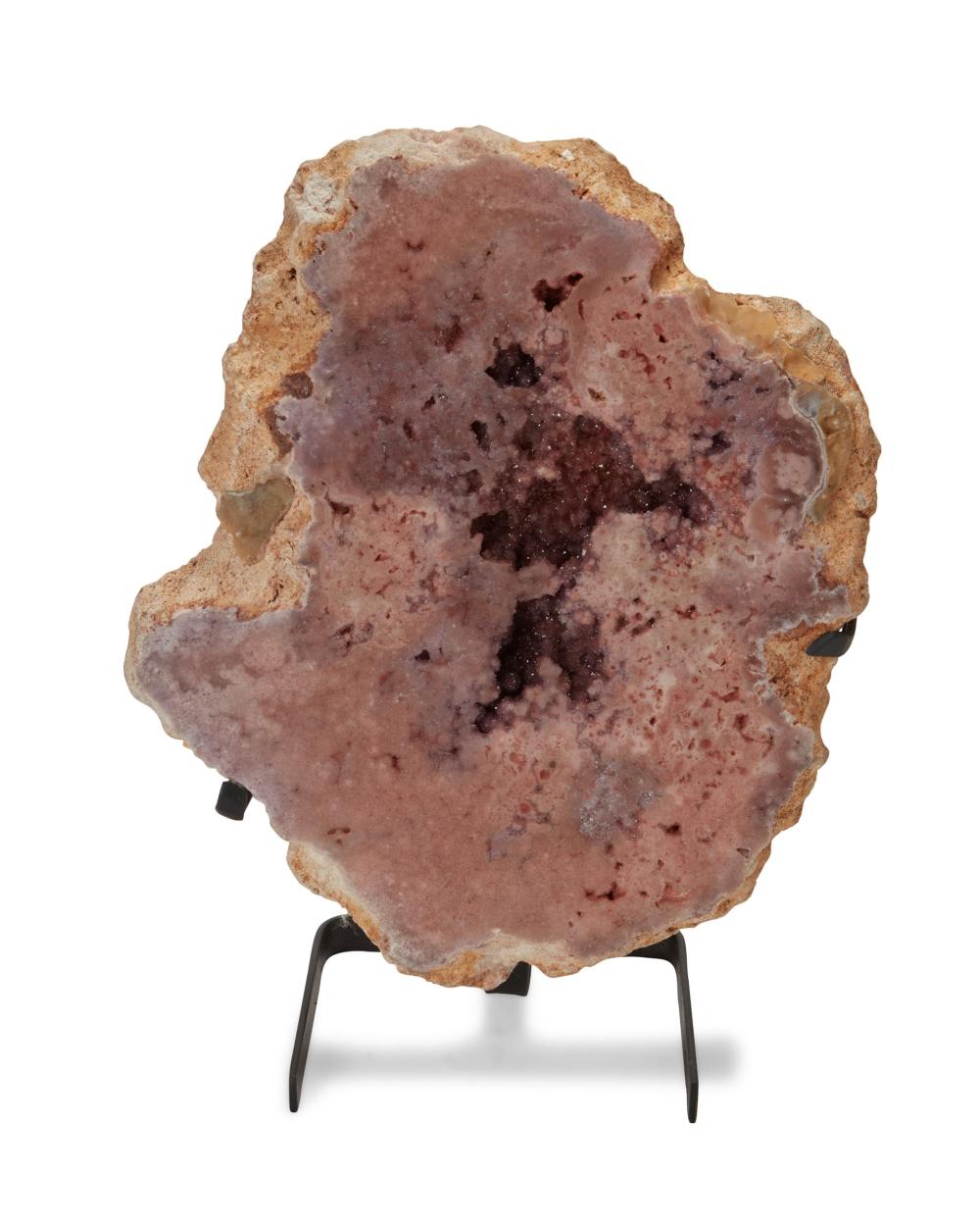 Appraisal: A large pink quartz geode specimen st Century or Earlier