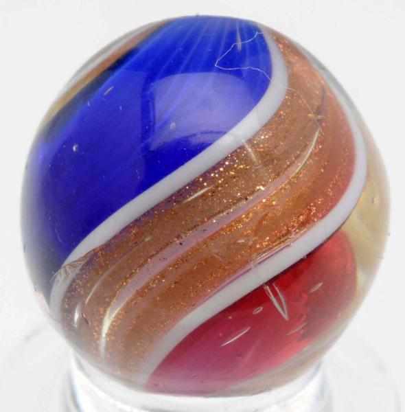 Appraisal: Ribbon Core Lutz Marble Red and blue ribbon This marble