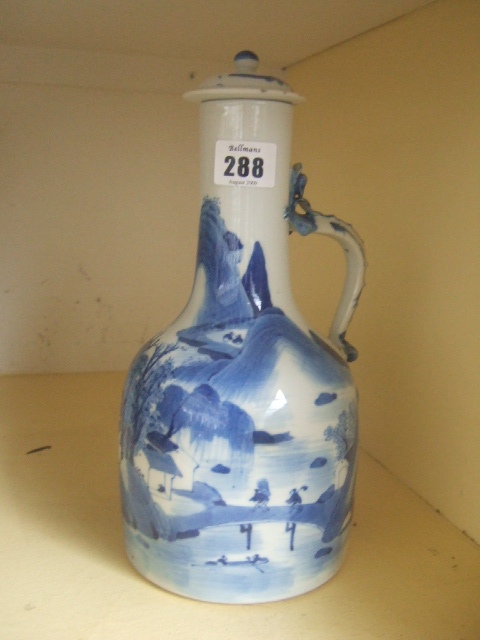 Appraisal: A blue and white ewer Qing dynasty of bottle form