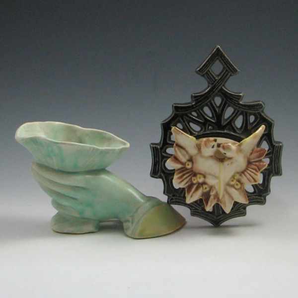 Appraisal: McCoy Hand Planter and Love Bird Wall Pocket hand marked