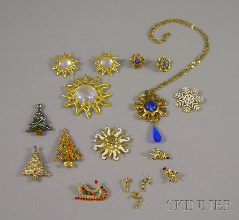 Appraisal: Group of Mostly Signed Costume Jewelry including Christmas tree brooches