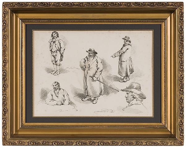 Appraisal: STUDIES OF A MAN BY GEORGE MORLAND LITHOGRAPH George Morland