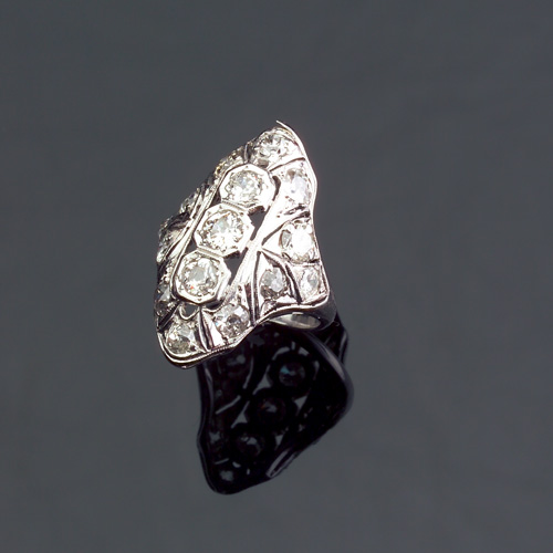 Appraisal: ART DECO Diamond cocktail ring in k white gold Millegrain