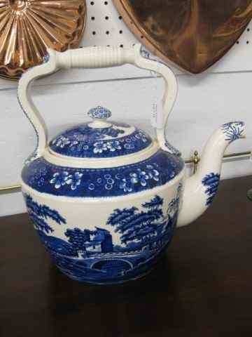 Appraisal: Copeland-Spode ''Italian'' Blue IronstoneKettle hotwater kettle in oversized teapot form