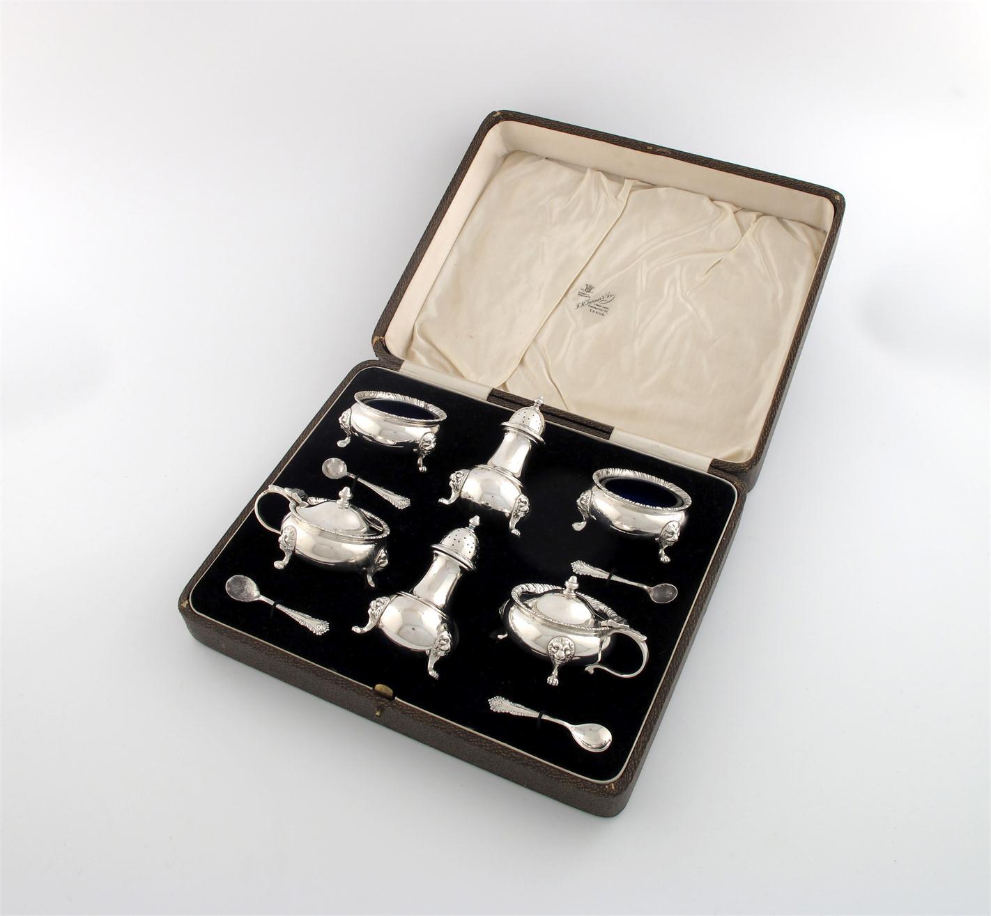 Appraisal: A six-piece silver condiment set