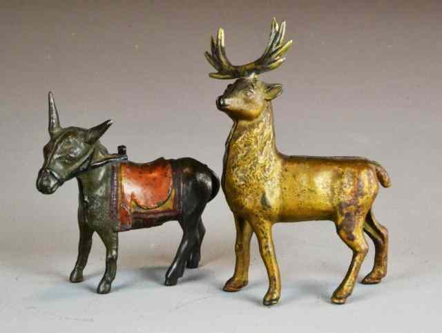 Appraisal: Cast Iron Banks Deer And Donkey BanksIncluding an A C