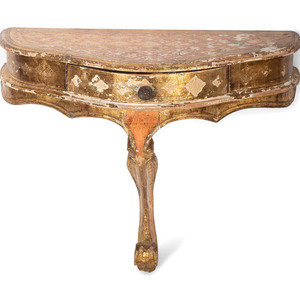 Appraisal: A Rococo Style Painted Console Shelf th Century Height x