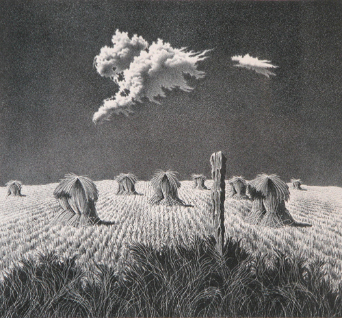 Appraisal: Wheat Shocks Cox John Rogers American - Lithograph x inches