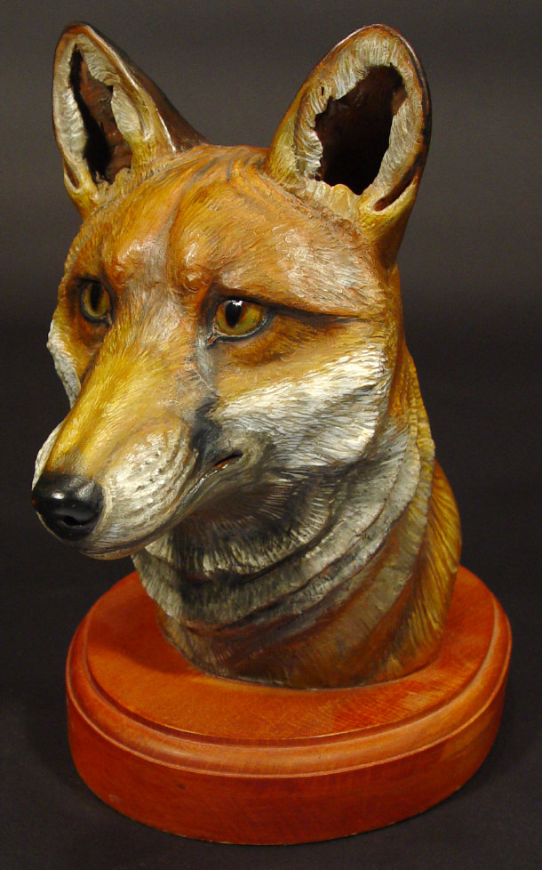 Appraisal: Well modelled terracotta bust of a fox with hand painted