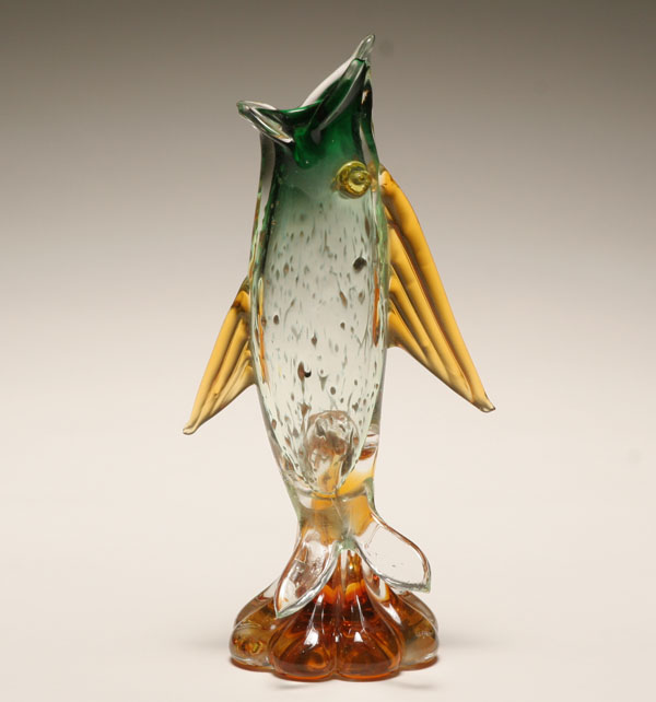 Appraisal: Murano art glass model of a trout Green mouth and