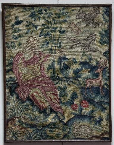 Appraisal: An th Century needlework picture of Christ in the Wilderness