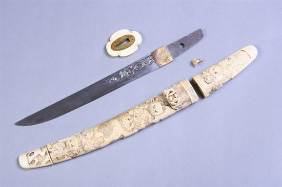 Appraisal: JAPANESE DAGGER Blade is Shinto sword period th century Ivory