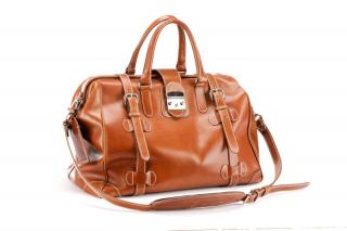 Appraisal: Mulholland Leather Co Brown Leather Safari Bag Mulholland Leather Co