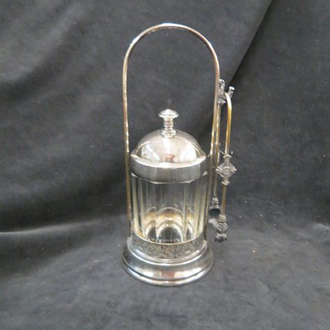 Appraisal: Victorian Silverplate Pickle Castor with tongs