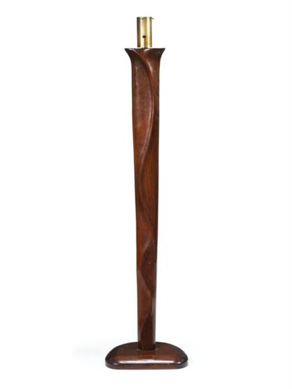 Appraisal: Rosewood floor lamp circa H in Sculptured rosewood lamp with