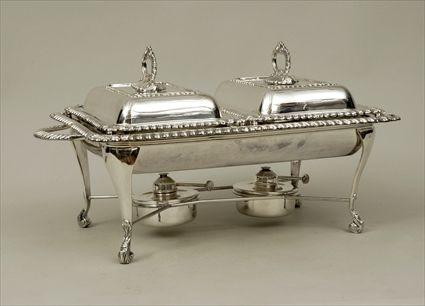 Appraisal: Georgian-Style Silverplate Double Chafing Dish x in