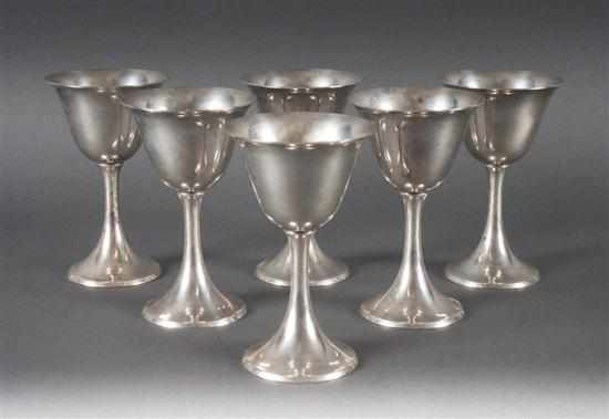 Appraisal: Six American sterling silver wine stems Stieff Silver Baltimore mid-