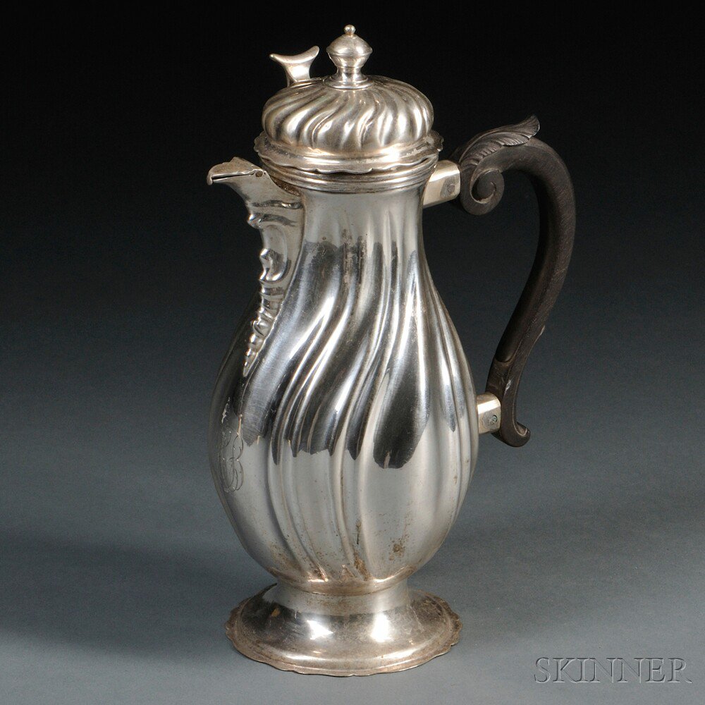 Appraisal: German Silver Coffeepot Augsburg - maker's mark IWK possibly for