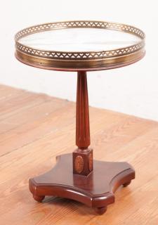 Appraisal: Brass Gallery Marble Top Plant Stand Table Wood plant stand