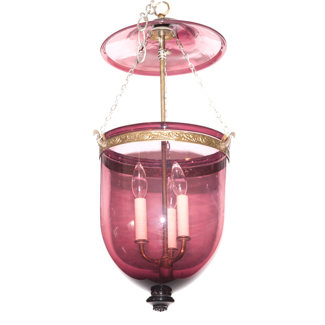 Appraisal: Regency Style Amethyst Glass Bell Lantern Fitted for electricity the