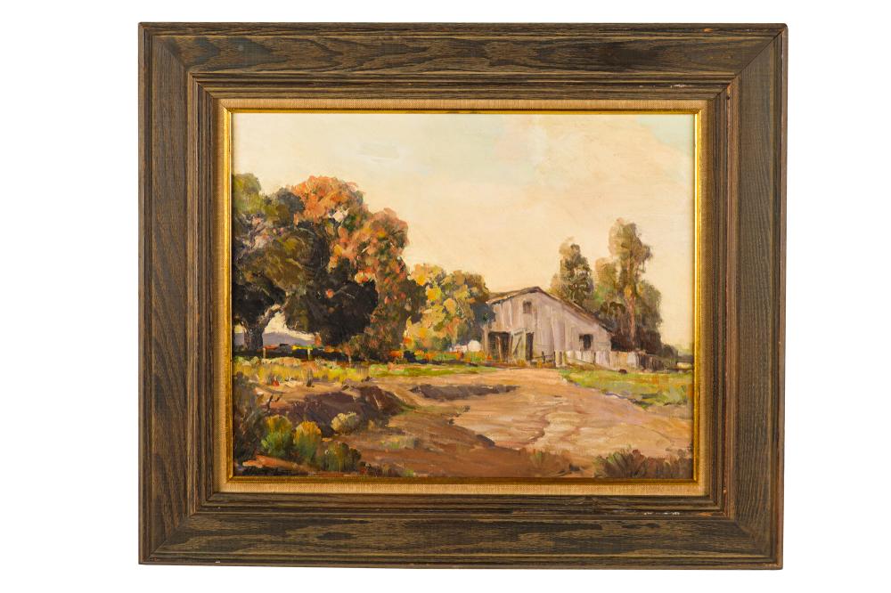 Appraisal: WALT LEE - BARN IN LANDSCAPEoil on panel signed lower