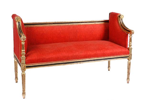 Appraisal: A pair of Louis XVI style parcel gilt settees height