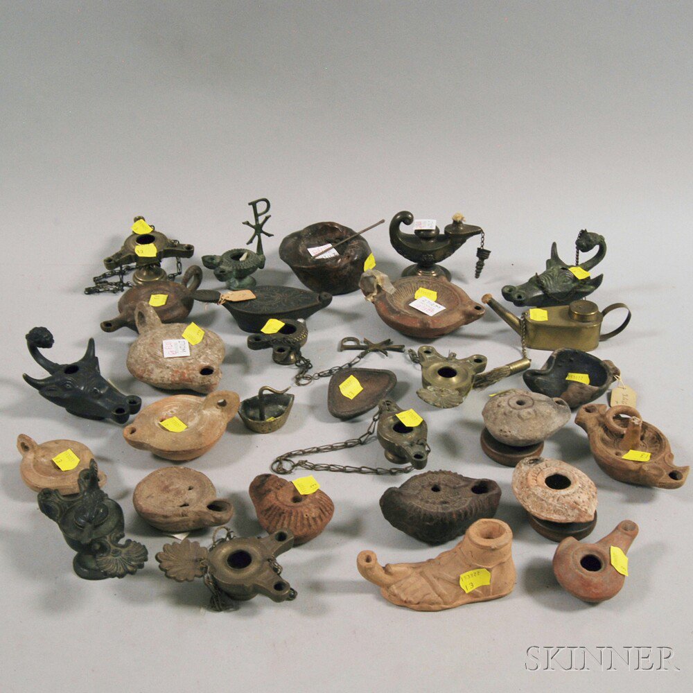 Appraisal: Twenty-nine Pottery Brass Iron Bronze and Wood Early and Early-type