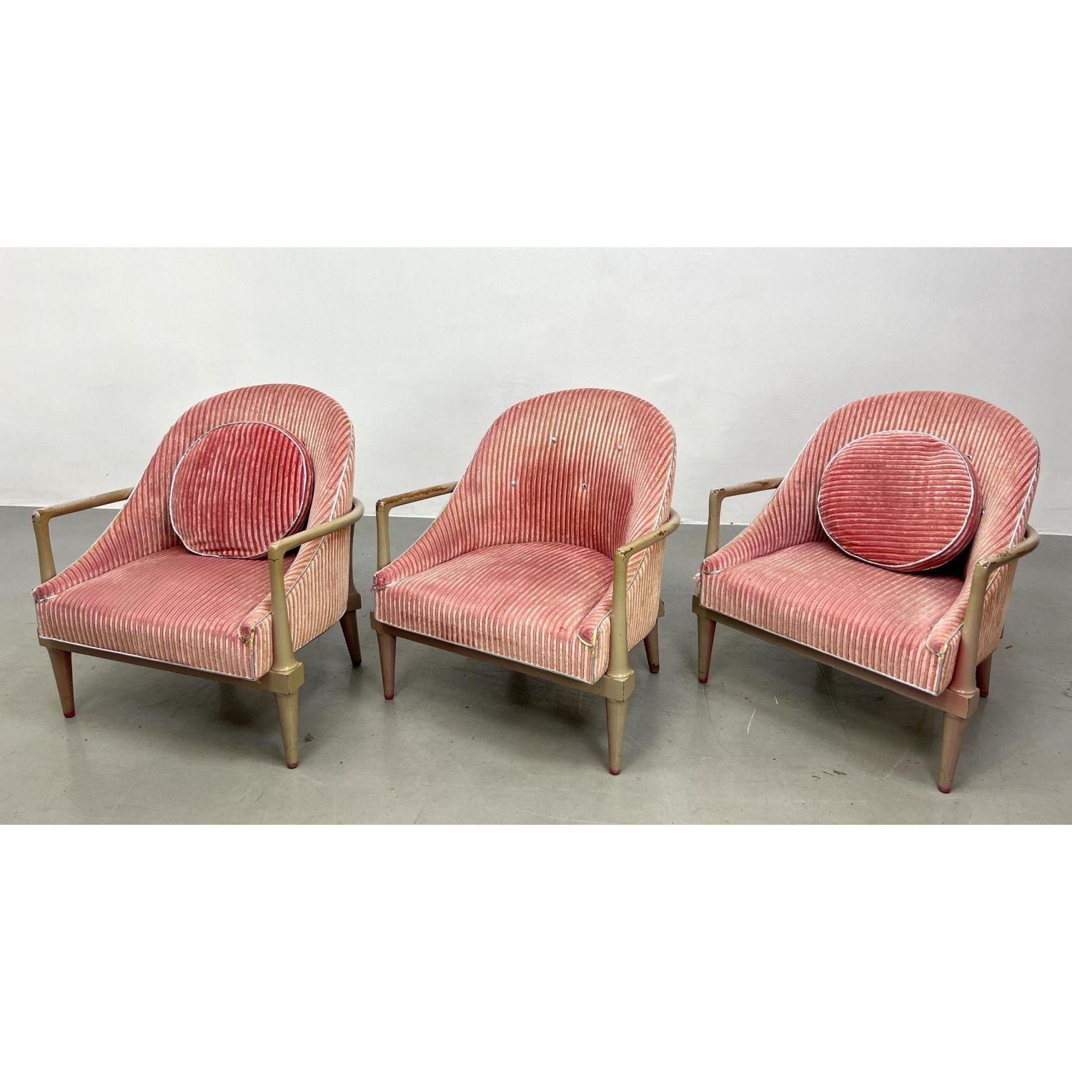 Appraisal: Set Robsjohn Gibbings style Lounge Chairs Stylish Open arm wood