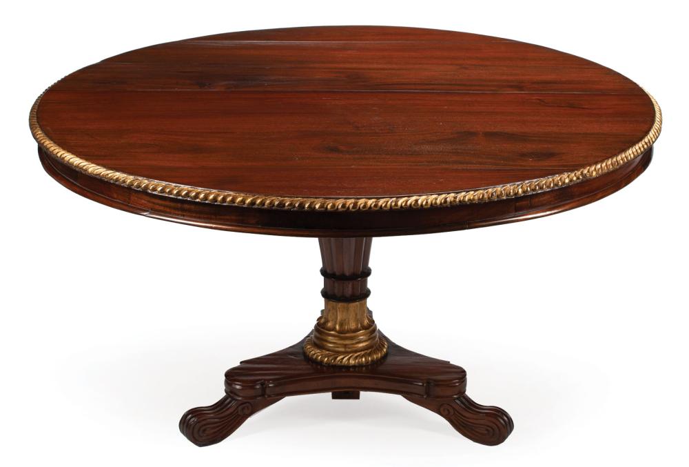 Appraisal: Antique Regency-Style Parcel Gilt Mahogany Tilt-Top Center Table gadrooned top