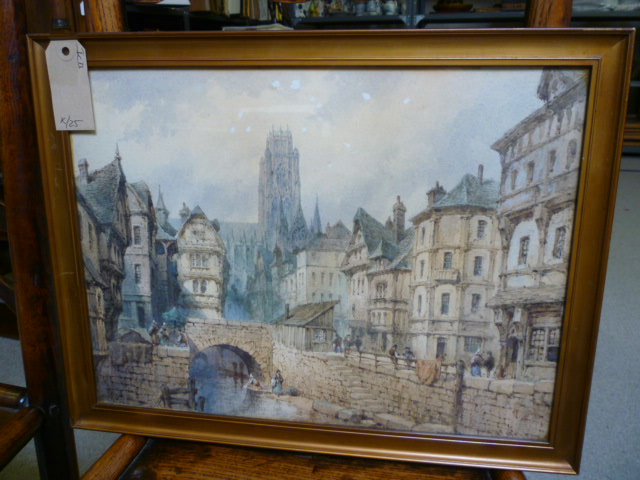 Appraisal: NEIL STUART CRICHTON - Continental Townscape watercolour and pencil heightened