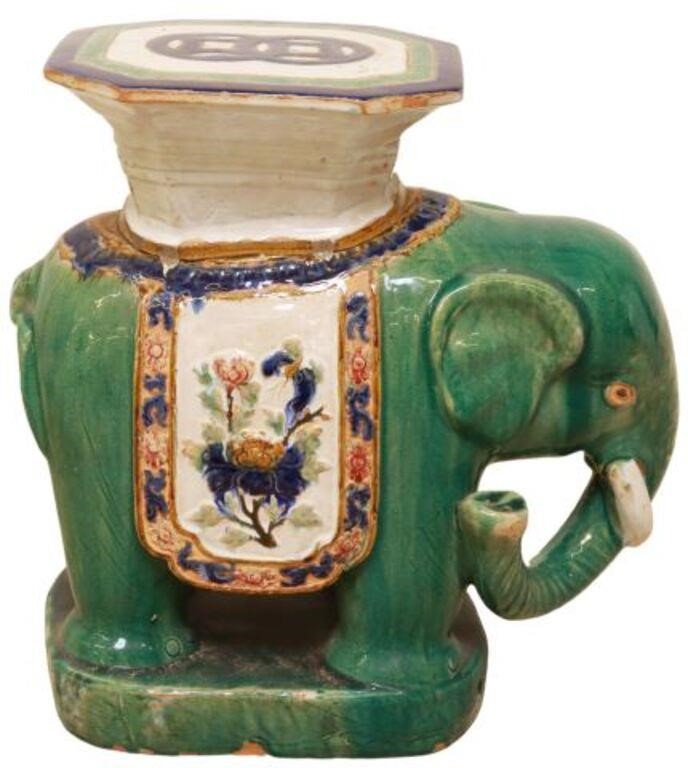 Appraisal: Chinese glazed ceramic elephant garden stool th c approx h