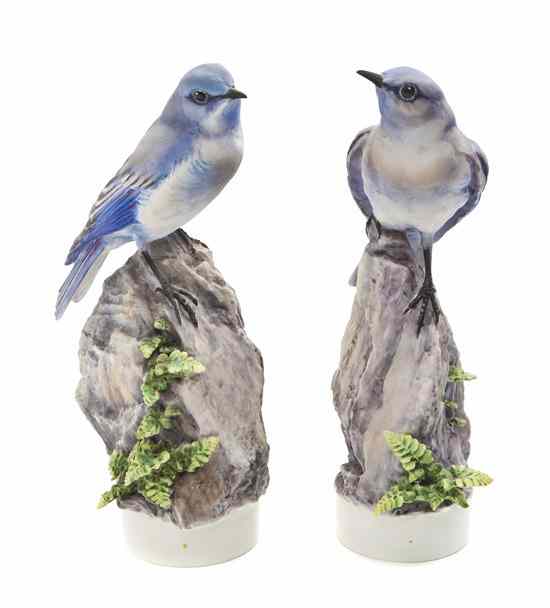 Appraisal: A Pair of Royal Worcester Dorothy Doughty Birds Mountain Bluebirds