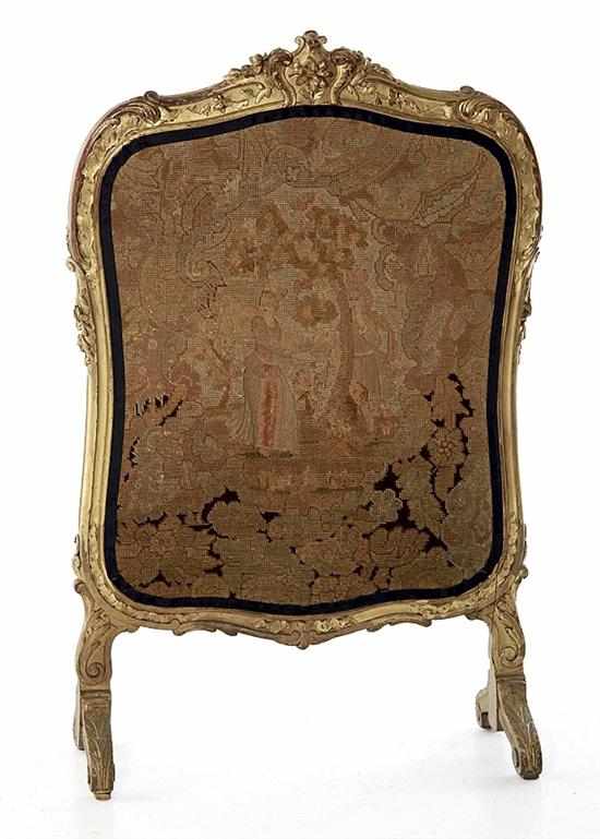 Appraisal: Louis XV style giltwood and needlework fire screen late th