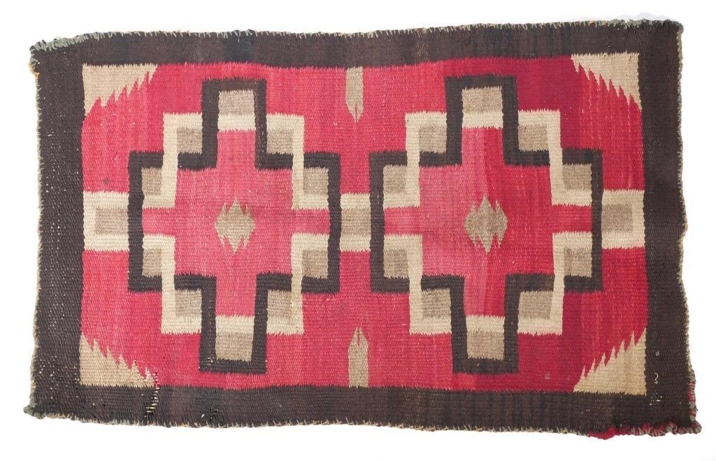 Appraisal: OLD NATIVE AMERICAN NAVAJO RUGSmall Navajo rug with geometirc patterns