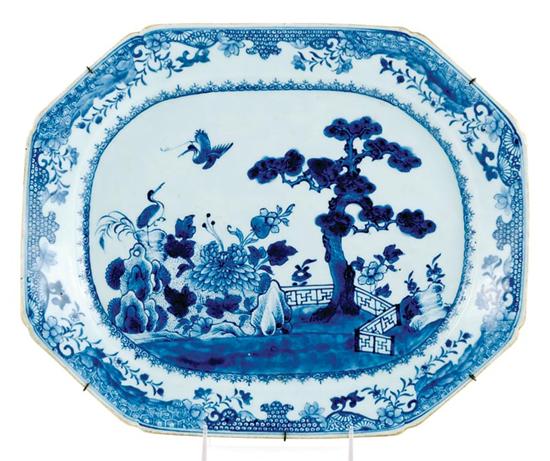 Appraisal: Unusual Chinese Export blue-and-white platter th century rectangular form with