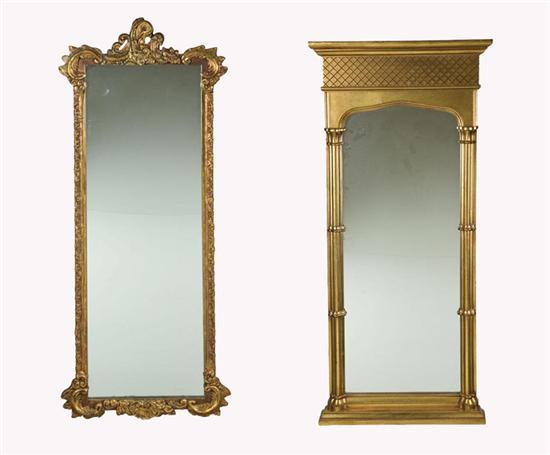 Appraisal: TWO MIRRORS American mid th century gilt hardwood Pictured is