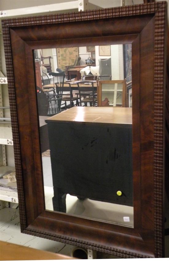 Appraisal: Wall mirror mahogany veneer with rippled molding edge minor loss