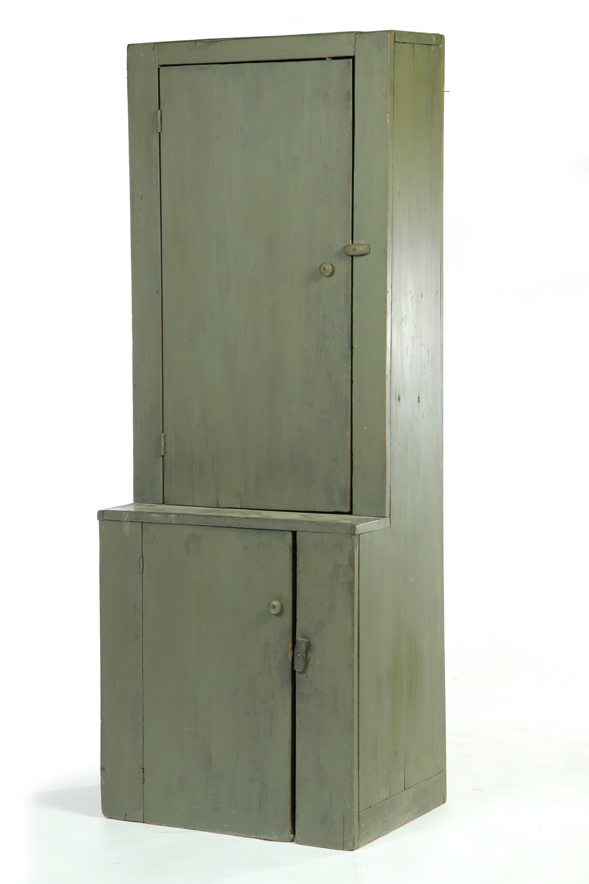 Appraisal: COUNTRY STYLE PAINTED ONE-PIECE STEPBACK CUPBOARD American th quarter- th