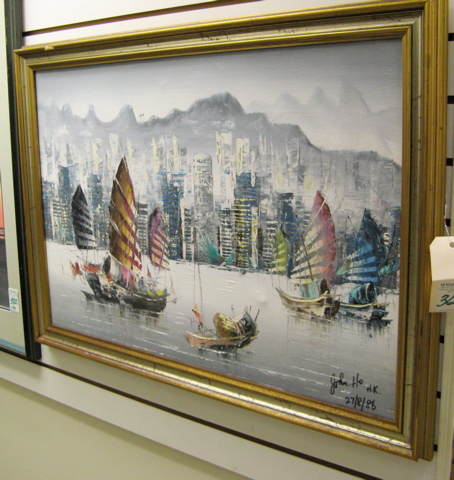 Appraisal: JOHN HO ACRYLIC ON CANVAS Chinese th century Hong Kong