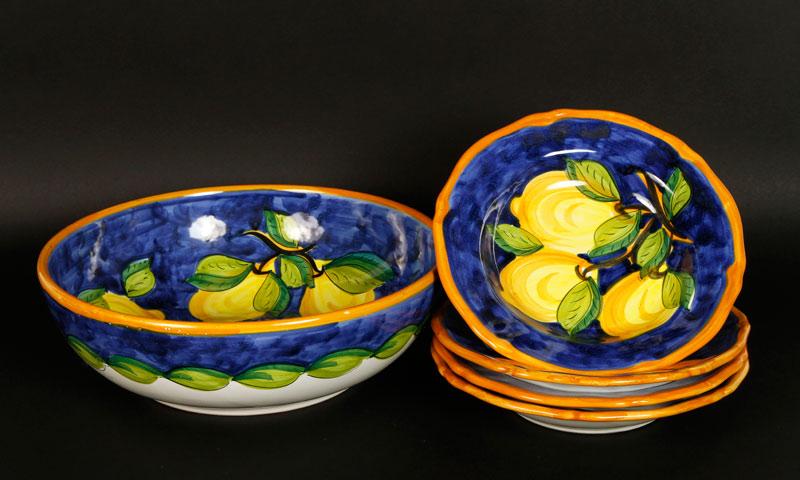 Appraisal: - Italian Salad Set with Bowl Five piece Italian salad