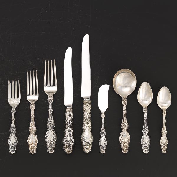 Appraisal: WHITING LILY STERLING SILVER FLATWARE Total pieces including forks L