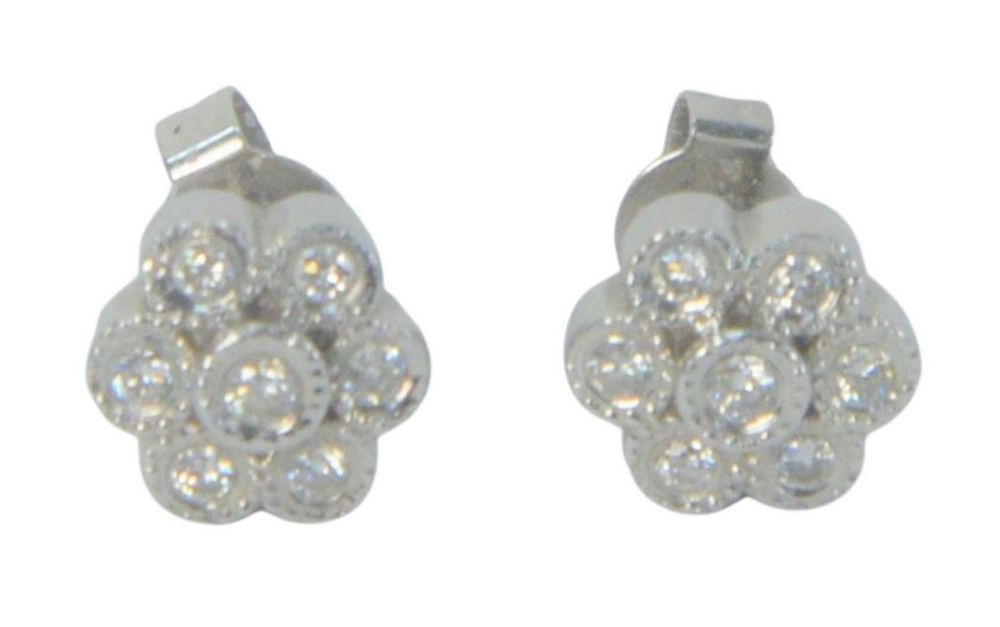 Appraisal: Karat White Gold and Diamond Earrings seven diamonds each Karat