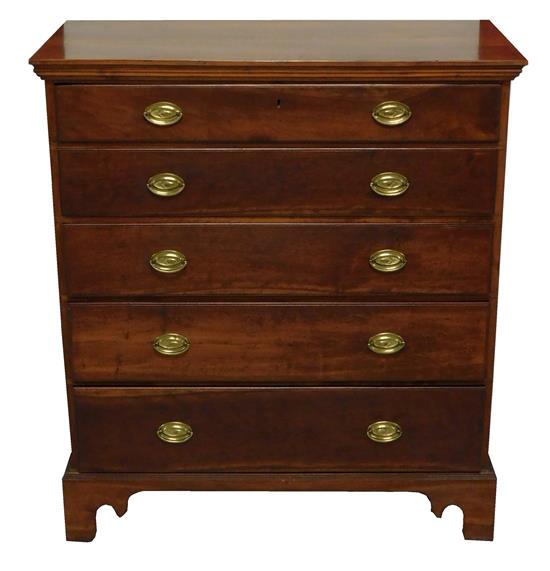 Appraisal: Chippendale form tall chest of five drawers projecting oblong top