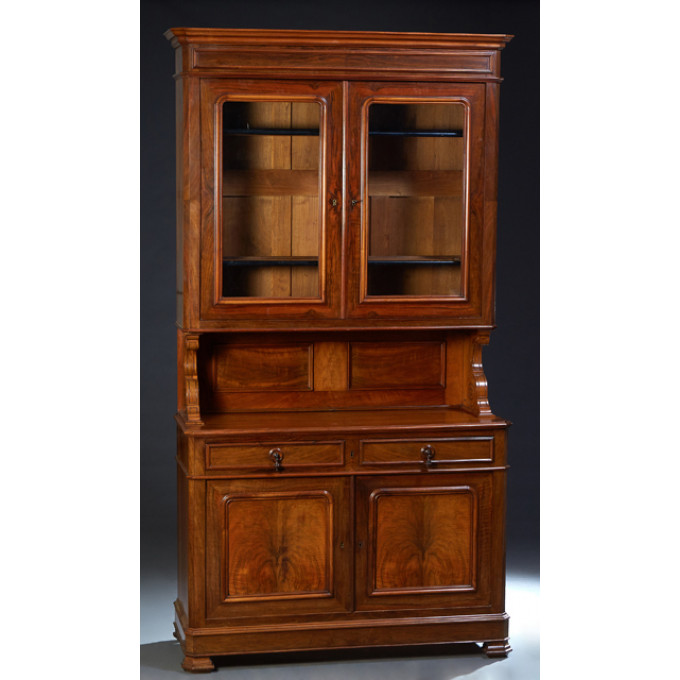 Appraisal: French Louis Philippe Carved Walnut Buffet a Deux Corps th