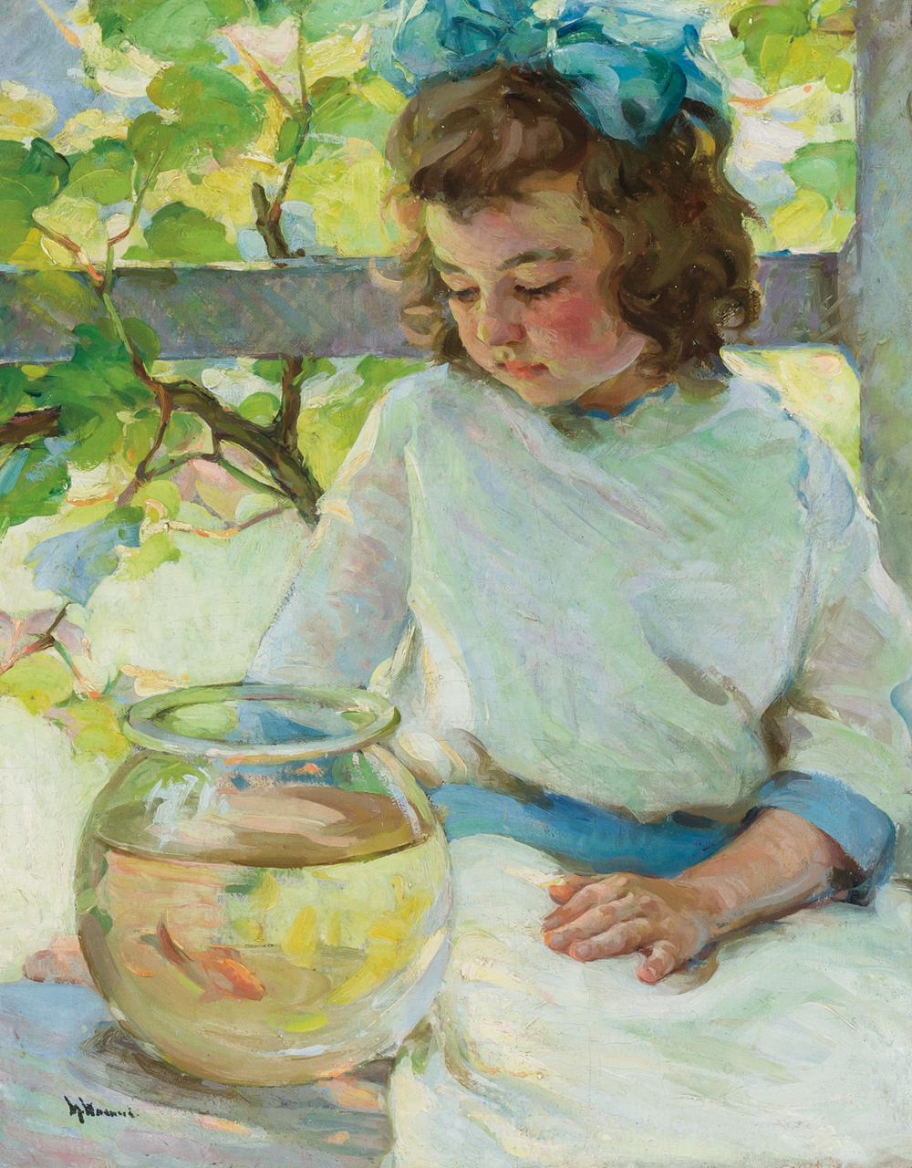 Appraisal: MABEL MAY WOODWARD American - Young Girl with Fish Bowl